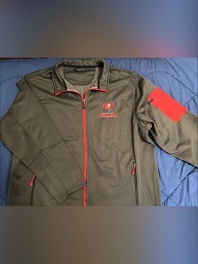 Dunbrooke Olive Green Softshell Jacket with Red Trim